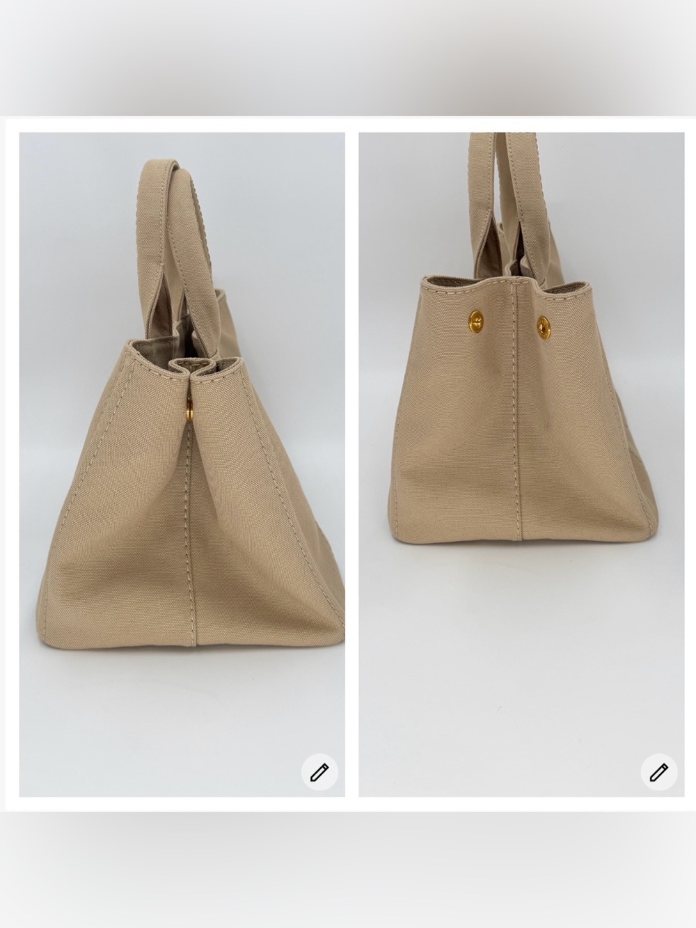Prada Canapa Large Khaki Tote w/Dust Bag and Entrupy COA Very Good Condition - Picture 12 of 16